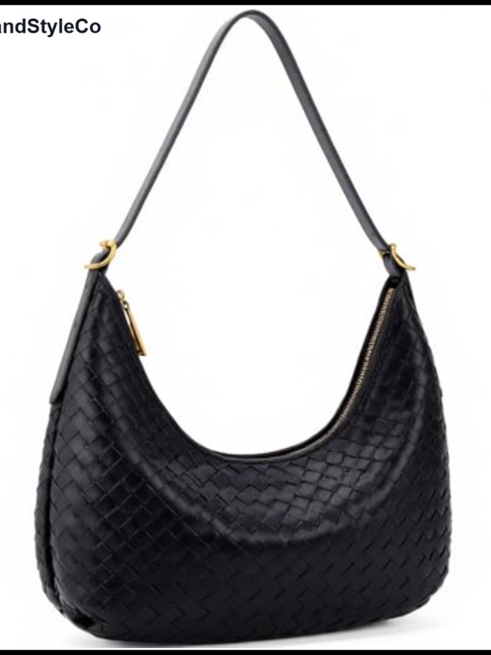 Woven Vegan Leather Shoulder Bag Crossbody Tote Hobo with Adjustable Strap